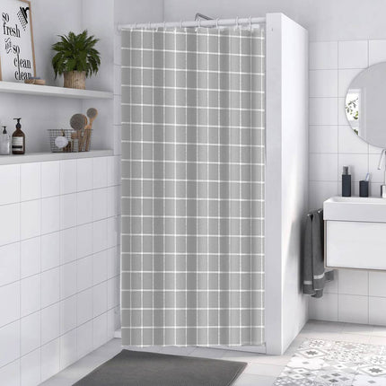 Tenda per doccia vasca da bagno impermeabile tessuto pvc 12 a quadri ganci in plastica perforata 180x200 cm - enzoled