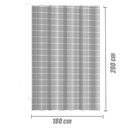 Tenda per doccia vasca da bagno impermeabile tessuto pvc 12 a quadri ganci in plastica perforata 180x200 cm - enzoled