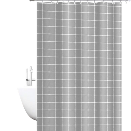 Tenda per doccia vasca da bagno impermeabile tessuto pvc 12 a quadri ganci in plastica perforata 180x200 cm - enzoled