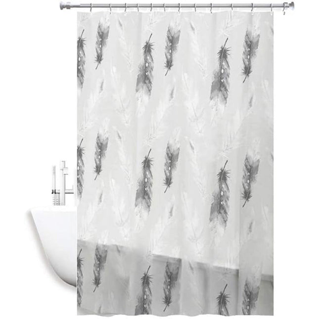Tenda per doccia vasca da bagno impermeabile tessuto pvc 12 con piume ganci in plastica perforata 180x200 cm - enzoled