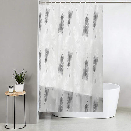 Tenda per doccia vasca da bagno impermeabile tessuto pvc 12 con piume ganci in plastica perforata 180x200 cm - enzoled