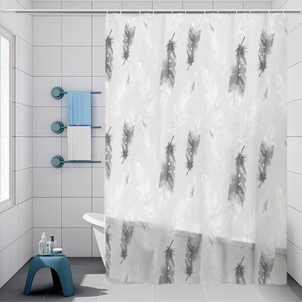 Tenda per doccia vasca da bagno impermeabile tessuto pvc 12 con piume ganci in plastica perforata 180x200 cm - enzoled