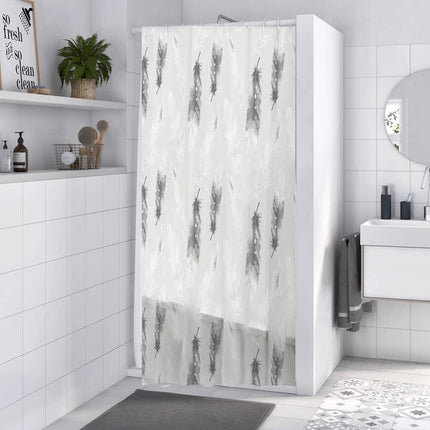 Tenda per doccia vasca da bagno impermeabile tessuto pvc 12 con piume ganci in plastica perforata 180x200 cm - enzoled