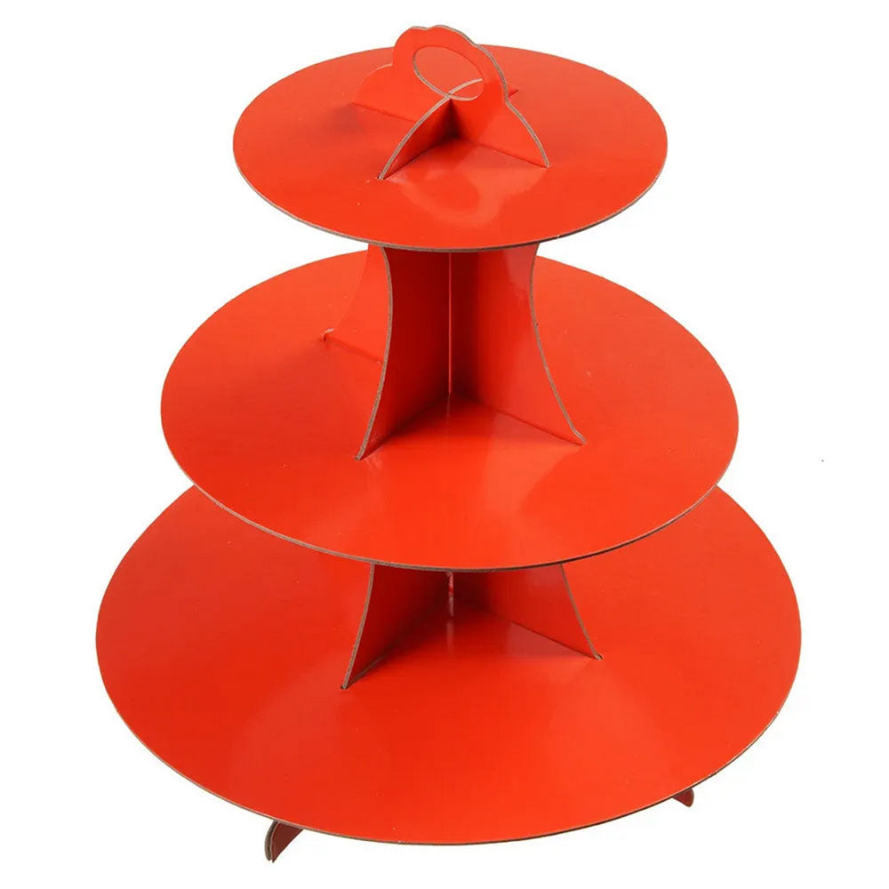 Alzatina per dolci rossa alzata torta a 3 livelli in cartone stand supporto cupcake espositore per feste - enzoled