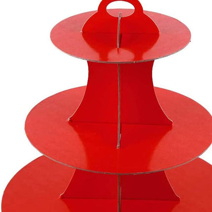 Alzatina per dolci rossa alzata torta a 3 livelli in cartone stand supporto cupcake espositore per feste - enzoled