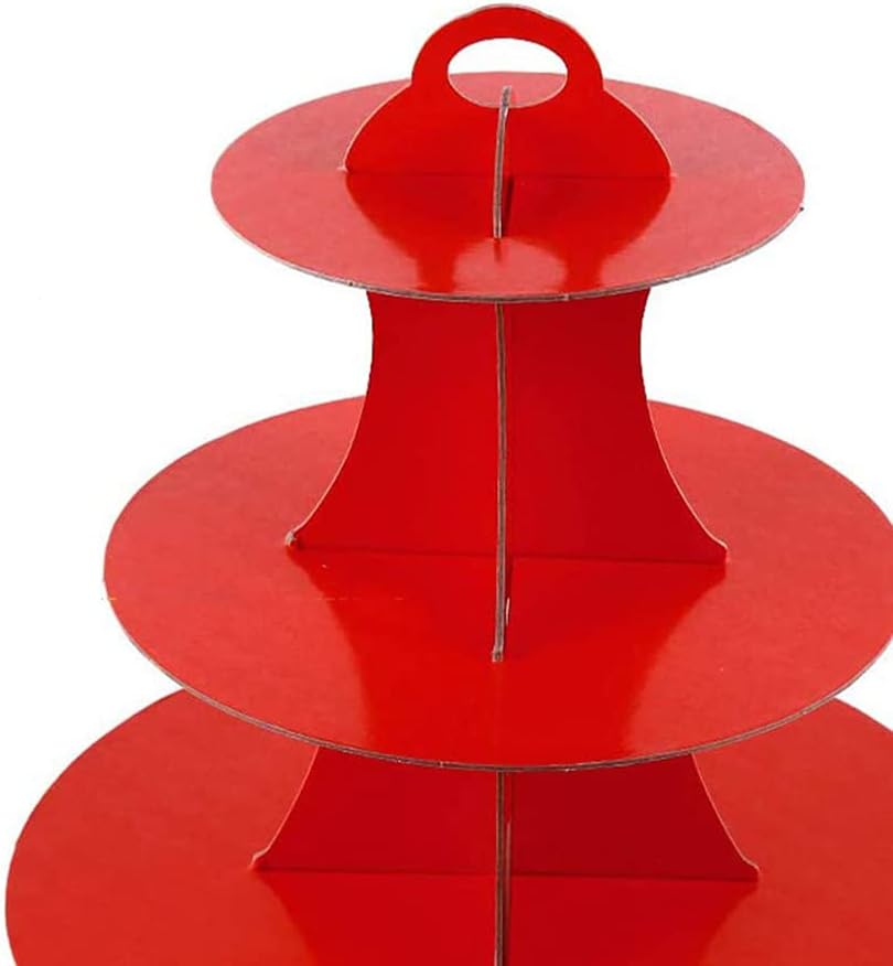Alzatina per dolci rossa alzata torta a 3 livelli in cartone stand supporto cupcake espositore per feste - enzoled