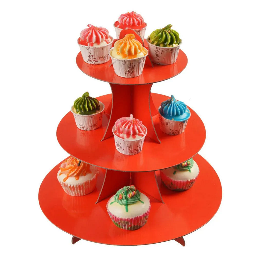 Alzatina per dolci rossa alzata torta a 3 livelli in cartone stand supporto cupcake espositore per feste - enzoled