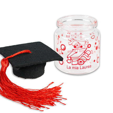 Bomboniere portaconfetti 12 pezzi per la laurea barattolo di vetro tappo di sughero tocco per laureati bomboniera - enzoled