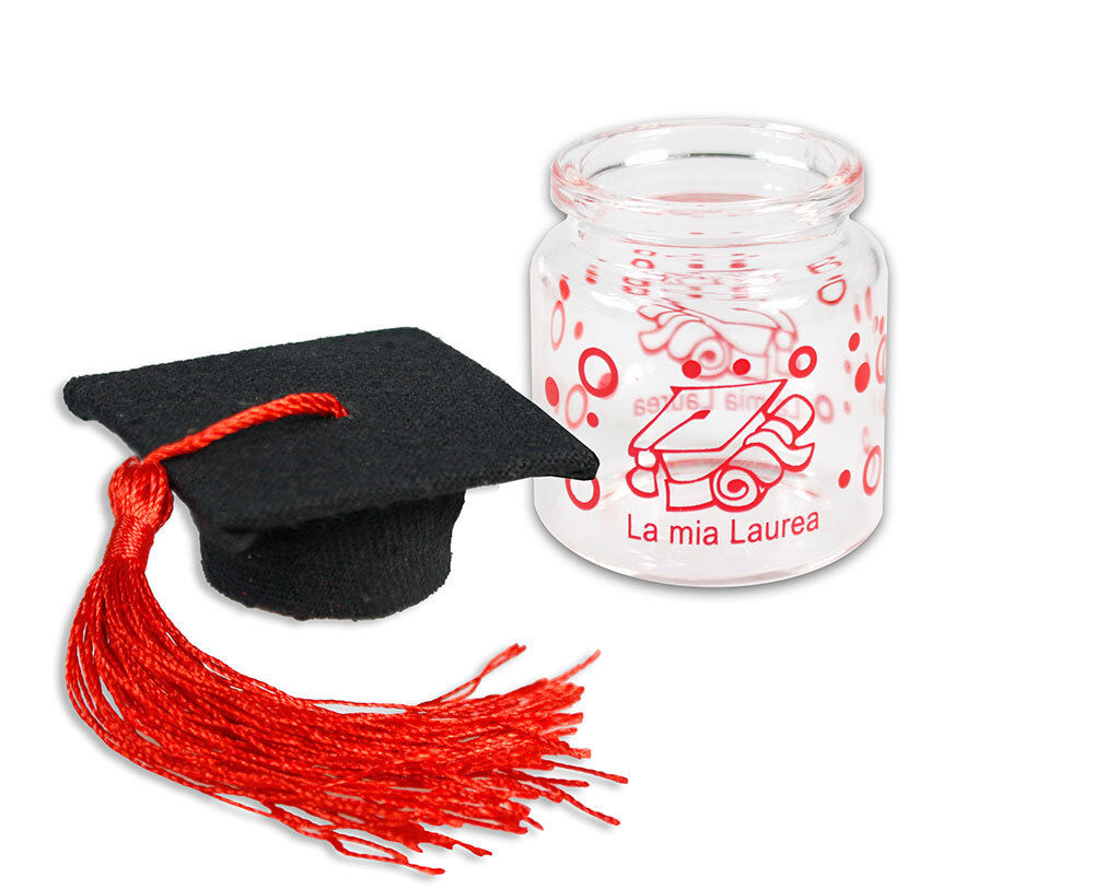 Bomboniere portaconfetti 12 pezzi per la laurea barattolo di vetro tappo di sughero tocco per laureati bomboniera - enzoled
