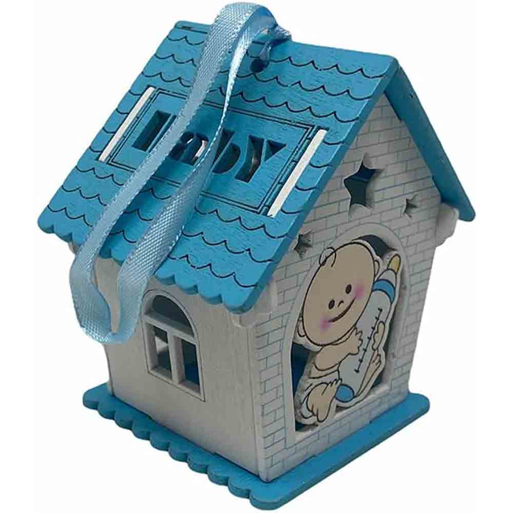 Set 12 Bomboniera battesimo scatolina in legno portaconfetti a casetta per Nascita Bimbo con biberon Rosa e Celeste - enzoled