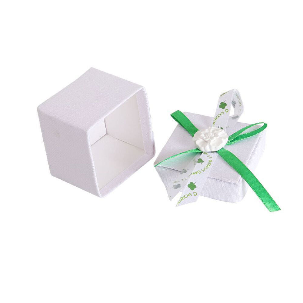 12 Scatolina portaconfetti a Quadrata per promessa di Matrimonio bomboniere segnaposto in Tessuto Bianco e Verde - enzoled