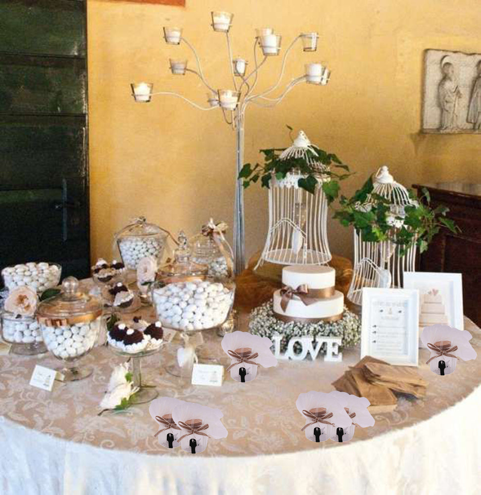 Barattolino portaconfetti in vetro con tappo in sughero velo bianco per matrimonio sposi 12 bomboniere segnaposto confettata - enzoled