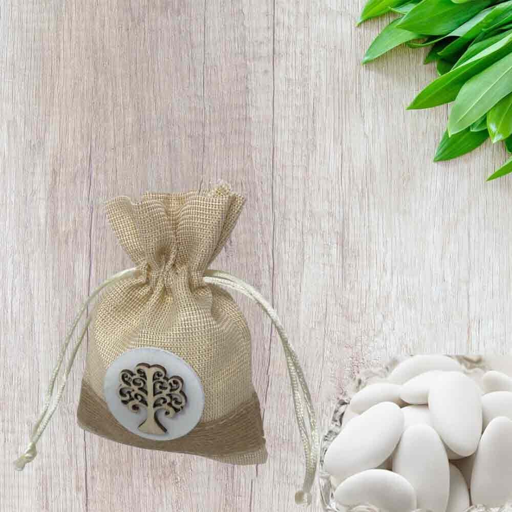 Bomboniera Sacchetto Porta Confetti per Matrimoni Comunione 12 Sacchetti Albero della Vita - enzoled
