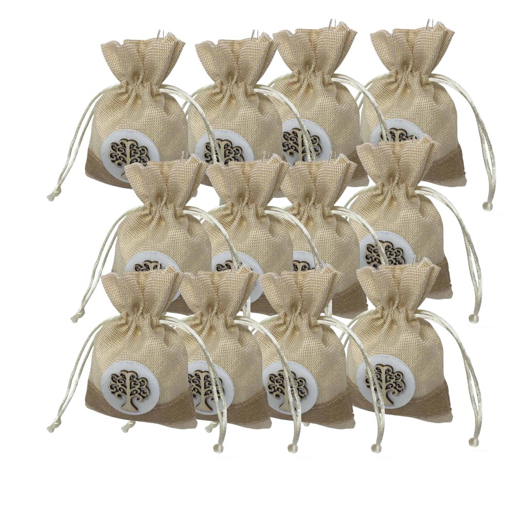 Bomboniera Sacchetto Porta Confetti per Matrimoni Comunione 12 Sacchetti Albero della Vita - enzoled
