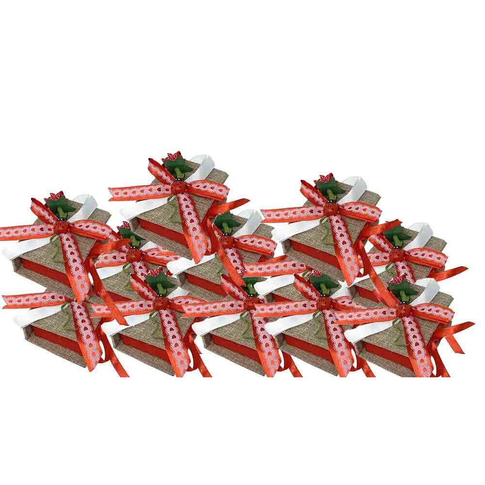 Bomboniere portaconfetti per laurea 12 pezzi scatoline porta confetti caramelle decorate nastro e coccinella - enzoled