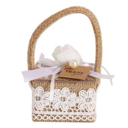 Scatoline portaconfetti in juta 12 pezzi bomboniere con merletto per matrimonio anniversario comunione porta confetti segnaposto - enzoled