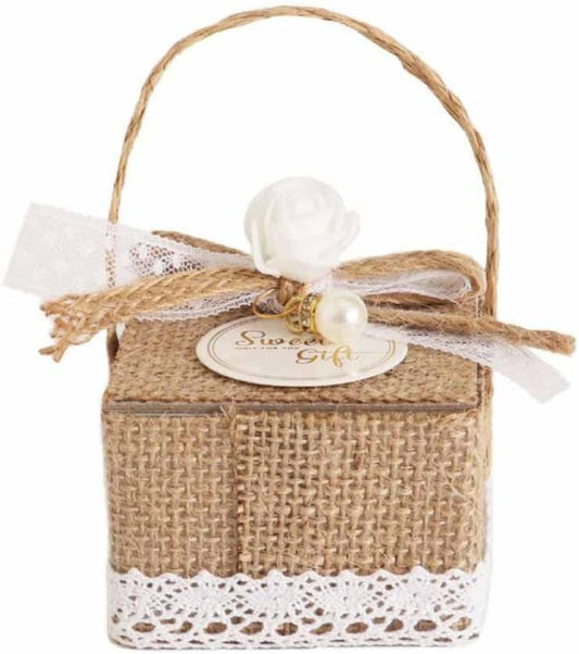 Scatoline portaconfetti in juta 12 pezzi bomboniere per matrimonio anniversario comunione porta confetti segnaposto - enzoled