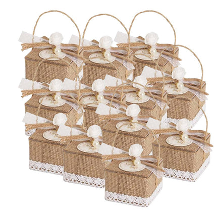 Scatoline portaconfetti in juta 12 pezzi bomboniere per matrimonio anniversario comunione porta confetti segnaposto - enzoled