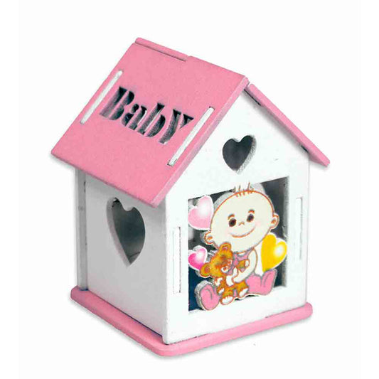 Set 12 scatoline portaconfetti rosa a forma di casetta con tetto apribile per bimba bomboniere per nascita battesimo - enzoled