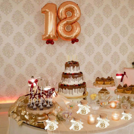 Bomboniera portaconfetti per 18 Anni 12 Pezzi barattoli in Vetro diciottesimo Compleanno Tappo in Sughero Decorato con Nastro di Raso - enzoled