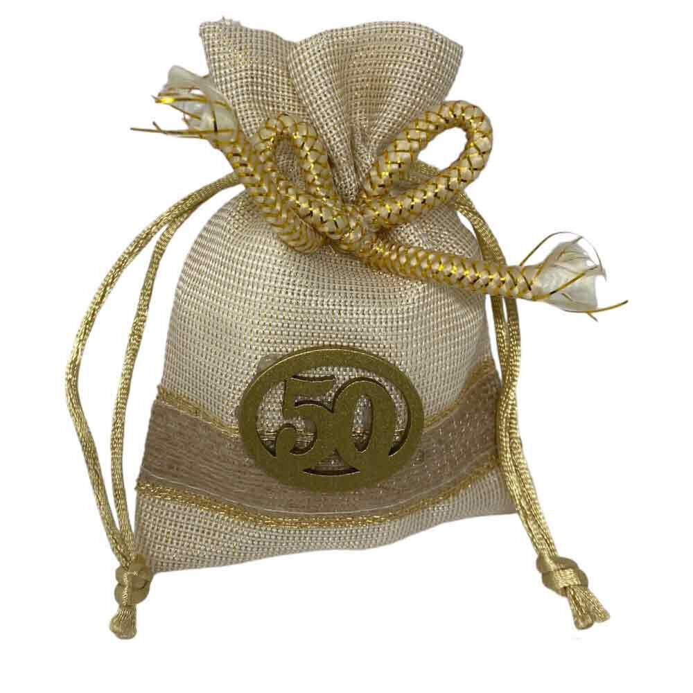 Bomboniera Sacchetto Porta Confetti per Anniversario 25 o 50 Anni 12 Sacchetti Nozze d’Oro d’Argento - enzoled