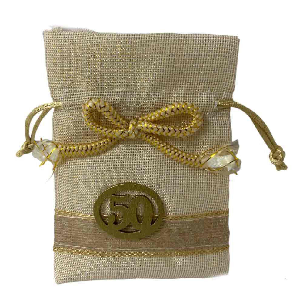 Bomboniera Sacchetto Porta Confetti per Anniversario 25 o 50 Anni 12 Sacchetti Nozze d’Oro d’Argento - enzoled