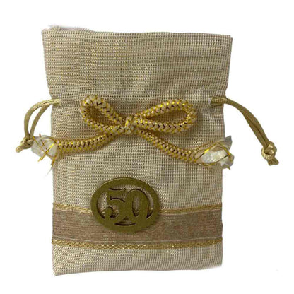 Bomboniera Sacchetto Porta Confetti per Anniversario 25 o 50 Anni 12 Sacchetti Nozze d’Oro d’Argento - enzoled