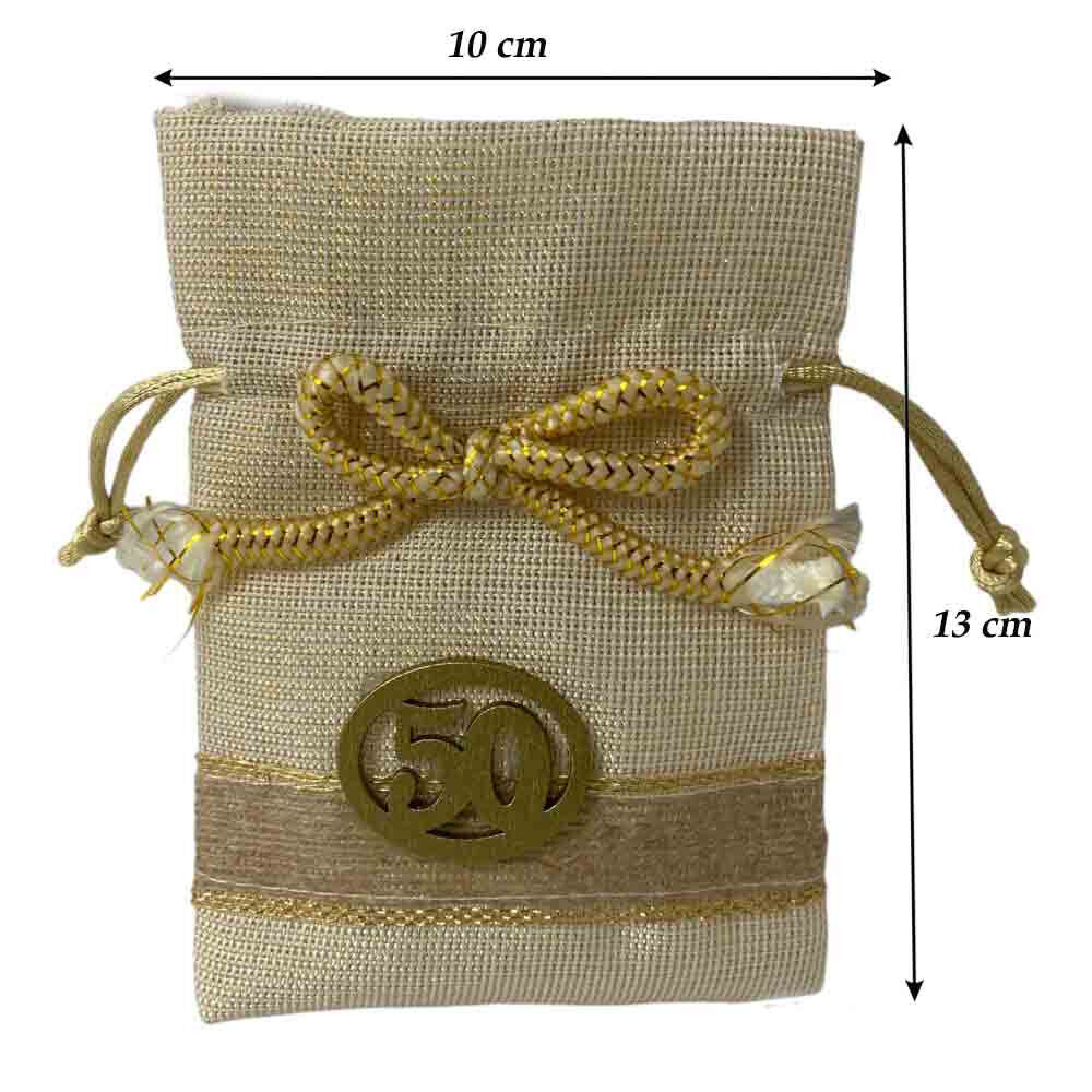 Bomboniera Sacchetto Porta Confetti per Anniversario 25 o 50 Anni 12 Sacchetti Nozze d’Oro d’Argento - enzoled