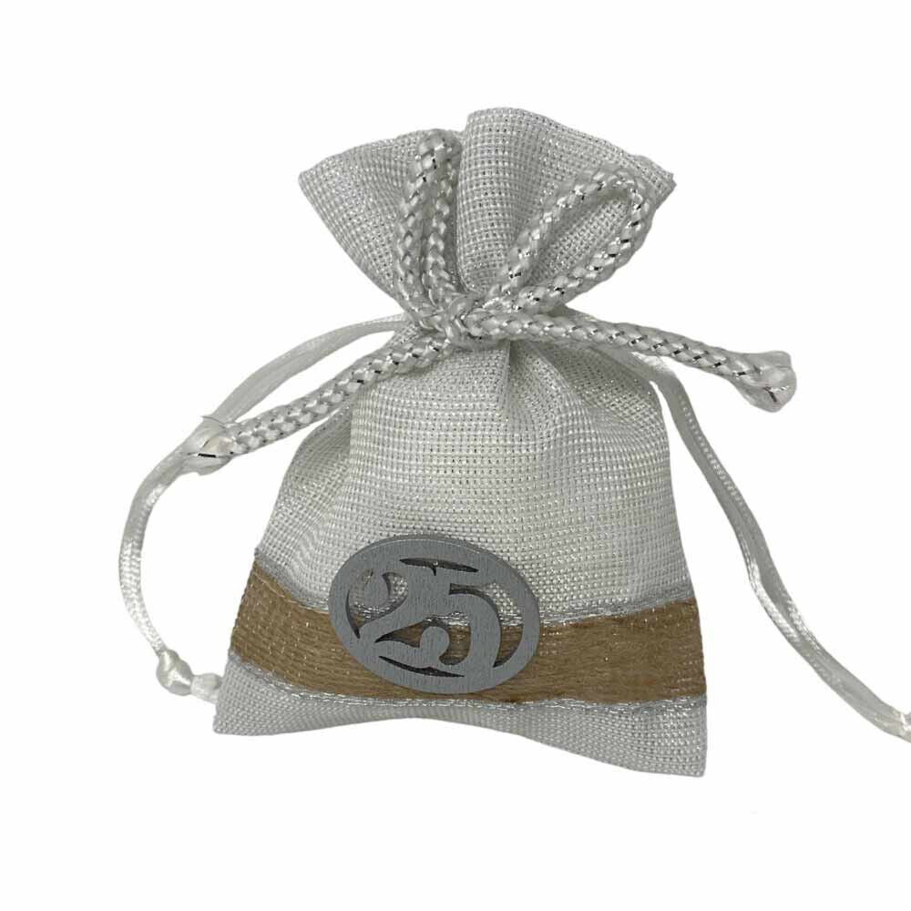 Bomboniera Sacchetto Porta Confetti per Anniversario 25 o 50 Anni 12 Sacchetti Nozze d’Oro d’Argento - enzoled