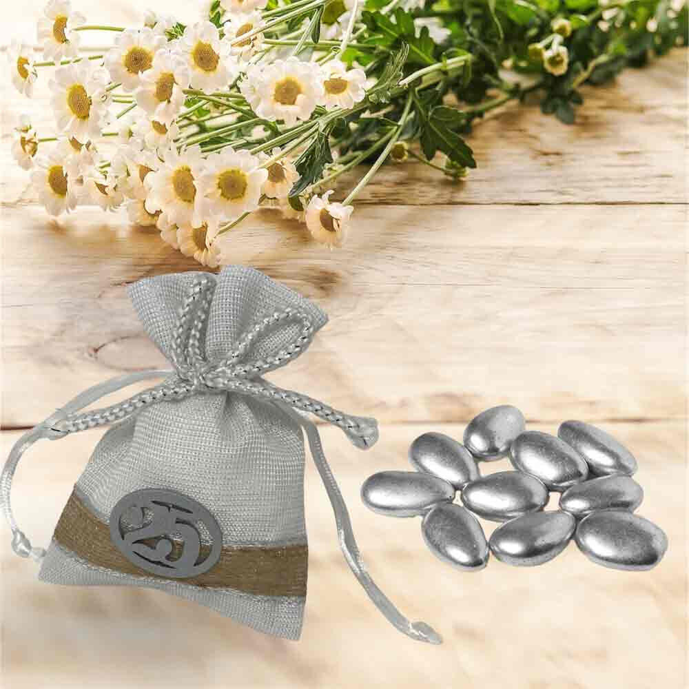 Bomboniera Sacchetto Porta Confetti per Anniversario 25 o 50 Anni 12 Sacchetti Nozze d’Oro d’Argento - enzoled