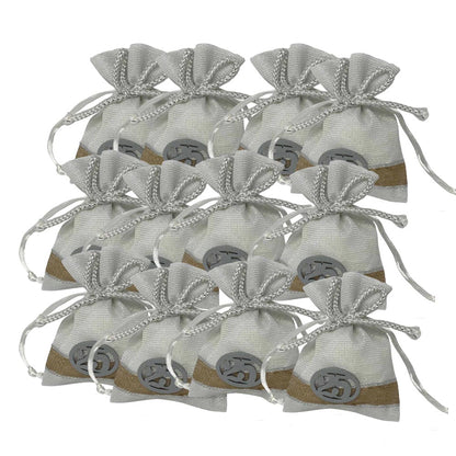 Bomboniera Sacchetto Porta Confetti per Anniversario 25 o 50 Anni 12 Sacchetti Nozze d’Oro d’Argento - enzoled