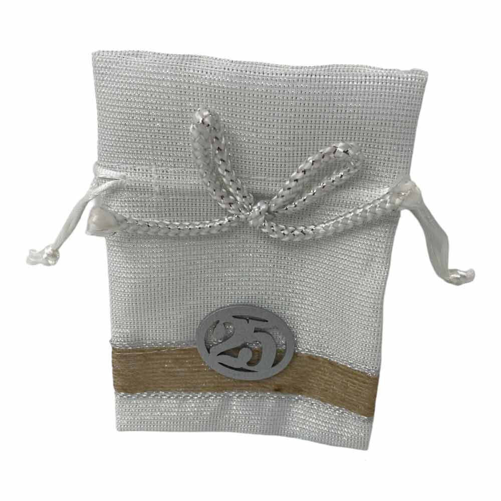 Bomboniera Sacchetto Porta Confetti per Anniversario 25 o 50 Anni 12 Sacchetti Nozze d’Oro d’Argento - enzoled