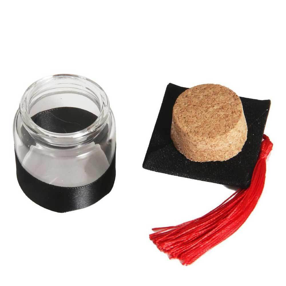 Bomboniera portaconfetti per Laurea 12 barattoli in Vetro Tappo in Sughero Cappello Tocco con Nappa Gufo - enzoled