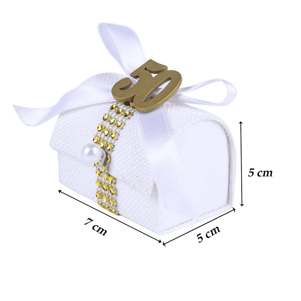Bomboniera Bauletto Decorato Porta Confetti 50° e 25° Anniversario segnaposto12 Pezzi Nozze d’Oro o d’Argento - enzoled