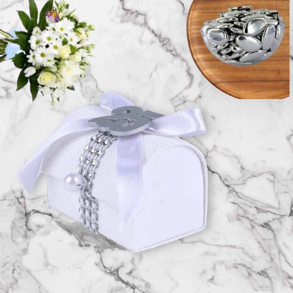 Bomboniera Bauletto Decorato Porta Confetti 50° e 25° Anniversario segnaposto12 Pezzi Nozze d’Oro o d’Argento - enzoled