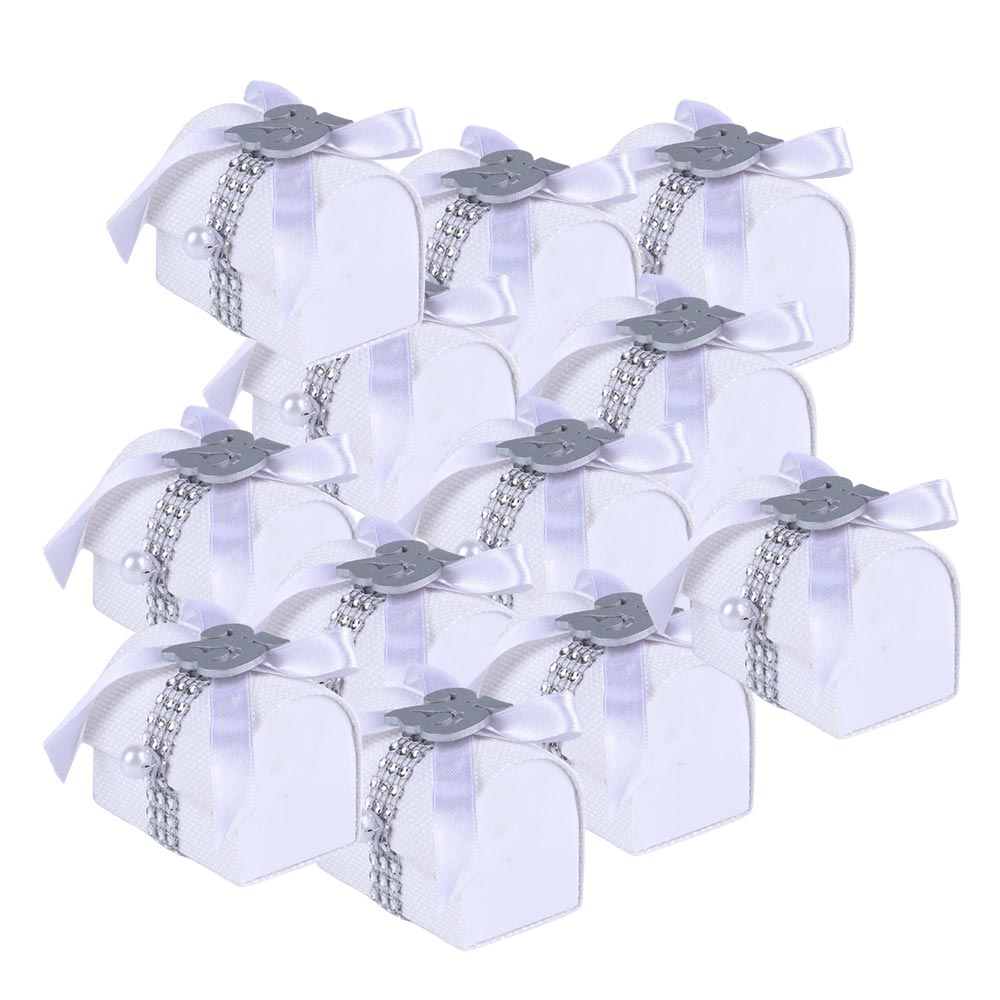 Bomboniera Bauletto Decorato Porta Confetti 50° e 25° Anniversario segnaposto12 Pezzi Nozze d’Oro o d’Argento - enzoled