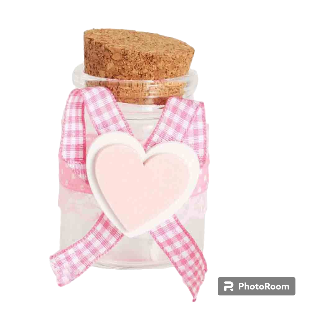 Bomboniere portaconfetti 12 Pezzi per Battesimo nascita confettate Compleanno Barattolo di Vetro Tappo di Sughero Rosa o Celeste - enzoled