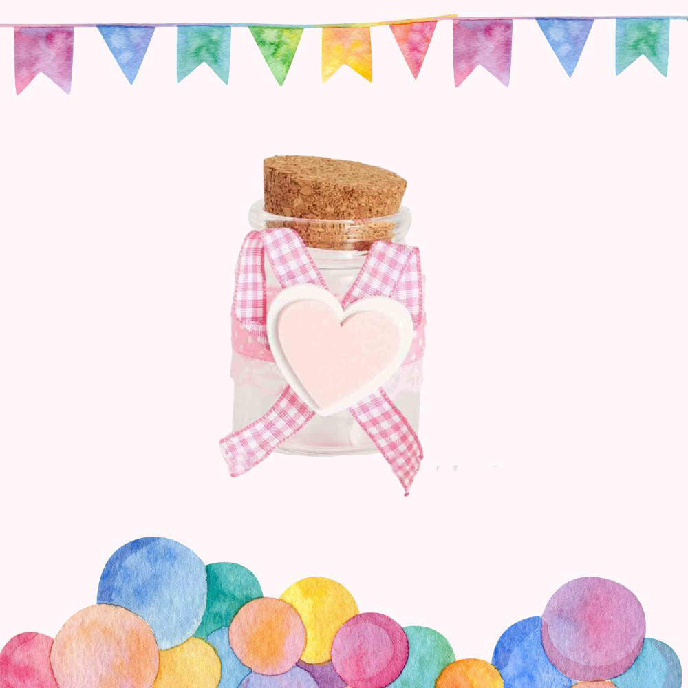 Bomboniere portaconfetti 12 Pezzi per Battesimo nascita confettate Compleanno Barattolo di Vetro Tappo di Sughero Rosa o Celeste - enzoled