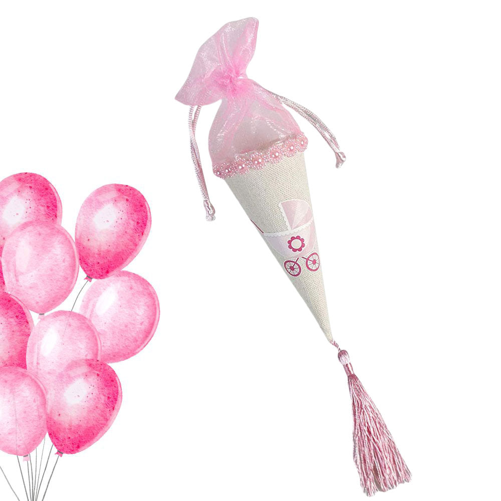 Coni portaconfetti per Battesimo Nascita Baby Shower scatole bomboniere Rosa e Celeste - enzoled