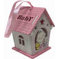 Set 12 bomboniera battesimo scatolina in legno portaconfetti a casetta per nascita bimbo con oca rosa e celeste - enzoled