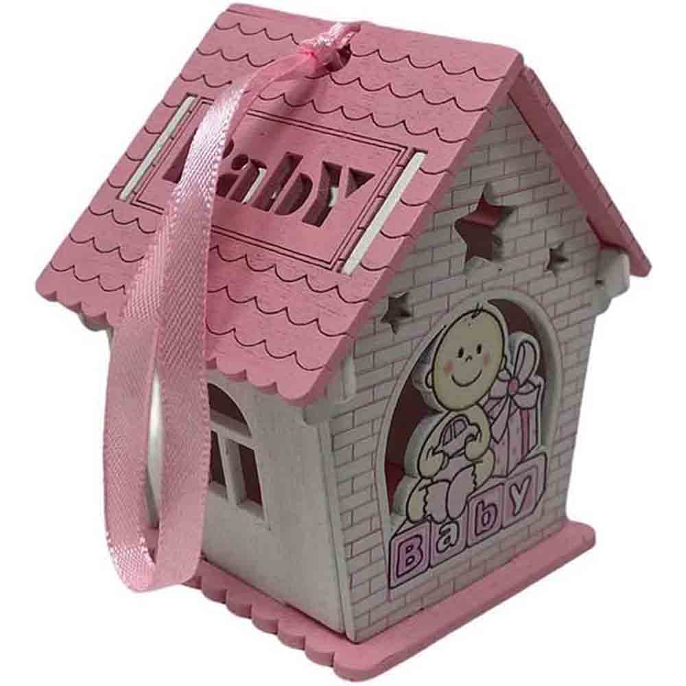 Set 12 bomboniera battesimo scatolina in legno portaconfetti a casetta per nascita bimbo con regali rosa e celeste - enzoled