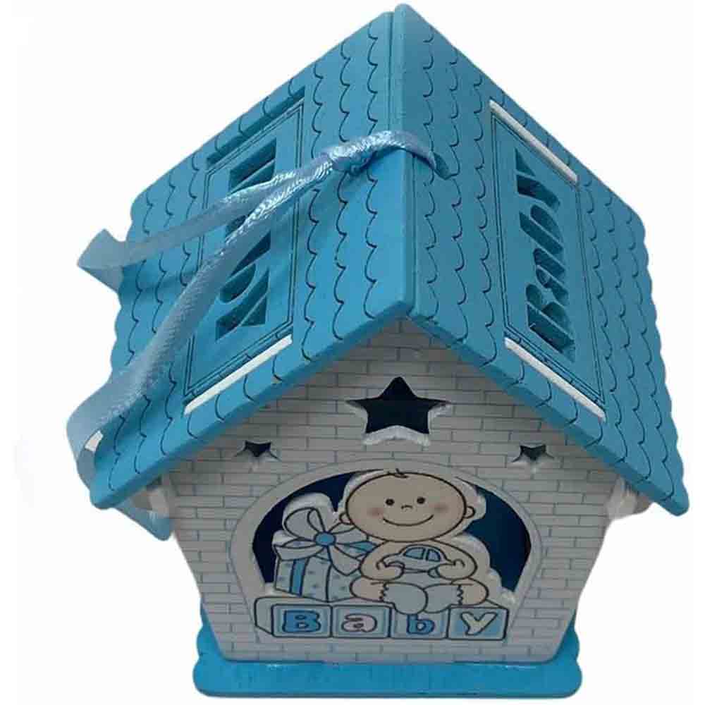 Set 12 bomboniera battesimo scatolina in legno portaconfetti a casetta per nascita bimbo con regali rosa e celeste - enzoled