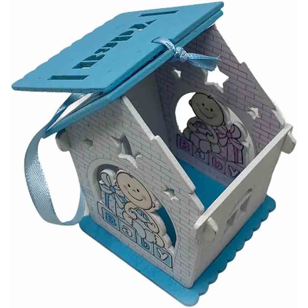 Set 12 bomboniera battesimo scatolina in legno portaconfetti a casetta per nascita bimbo con regali rosa e celeste - enzoled