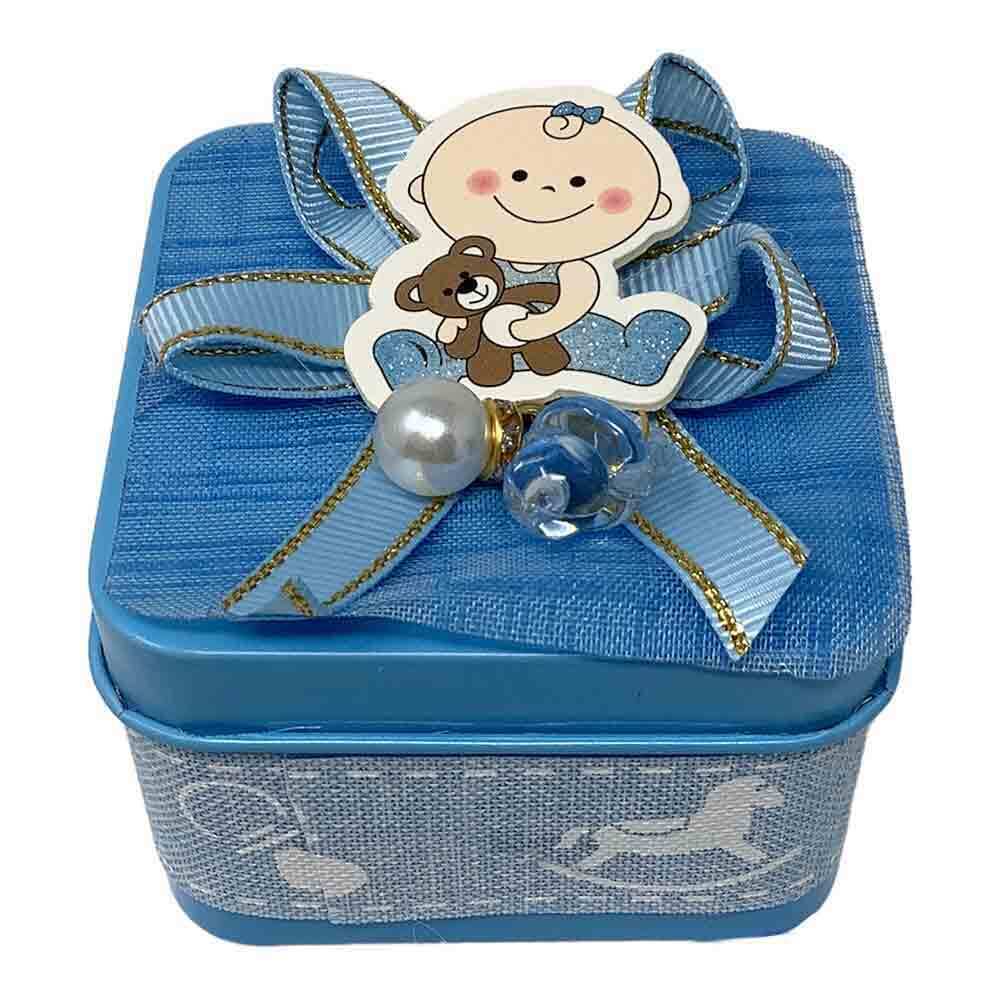 Set 12 Scatoline bomboniere portaconfetti in Latta Cofanetto per Nascita Battesimo Scatola per Caramelle rosa o celeste - enzoled