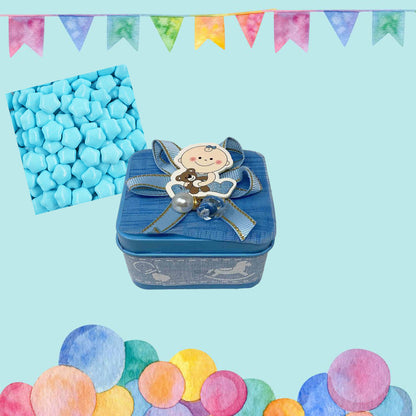 Set 12 Scatoline bomboniere portaconfetti in Latta Cofanetto per Nascita Battesimo Scatola per Caramelle rosa o celeste - enzoled