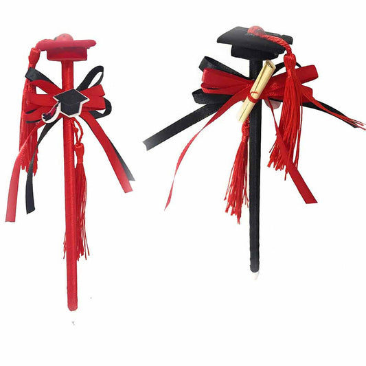 Bomboniere 12 pezzi penna a sfera con tocco nastro in raso per la laurea portaconfetti segnaposto nero e rosso - enzoled