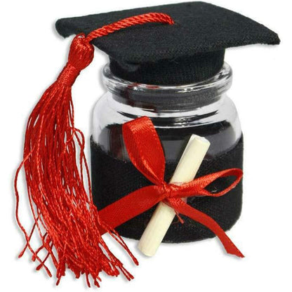Bomboniere portaconfetti 12 pezzi per la laurea barattolo di vetro tappo in sughero a forma di tocco con pergamena - enzoled