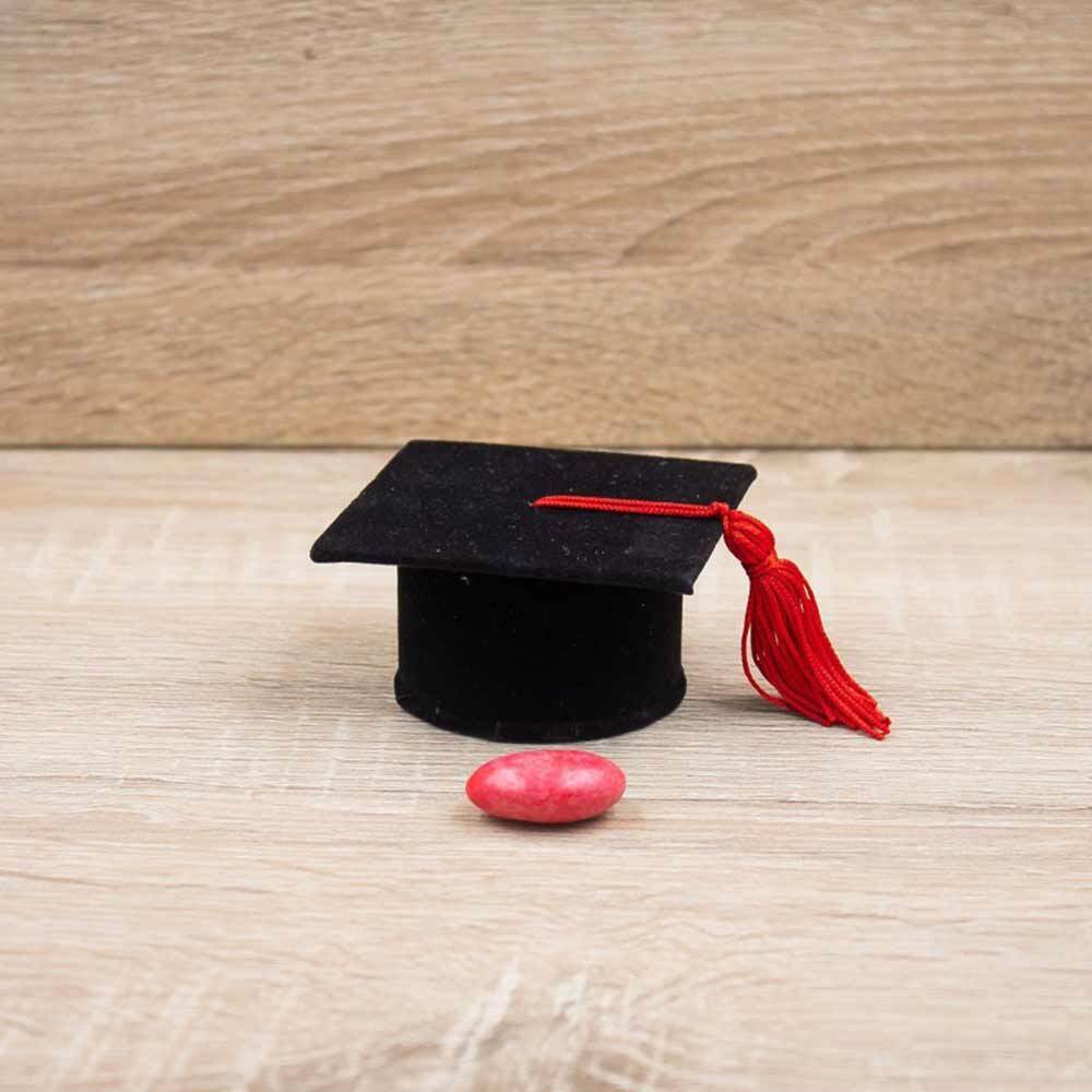 Set di 12 scatoline porta confetti per laurea bomboniera a forma di cappello toppo in velluto - enzoled
