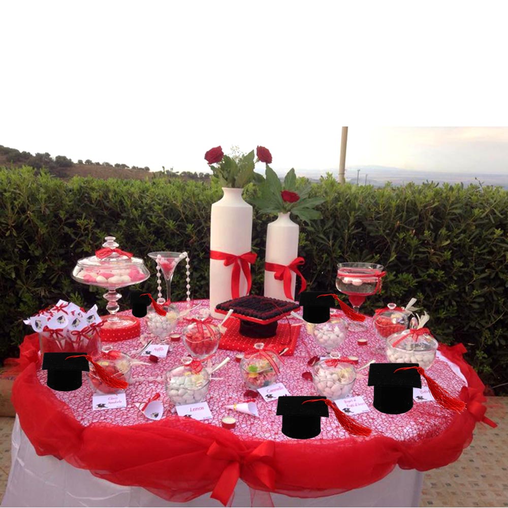 Set di 12 scatoline porta confetti per laurea bomboniera a forma di cappello toppo in velluto - enzoled