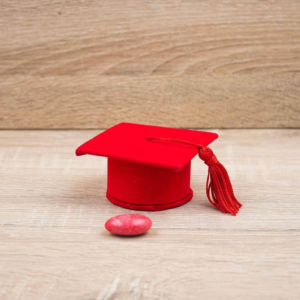 Set di 12 scatoline porta confetti per laurea bomboniera a forma di cappello toppo in velluto - enzoled